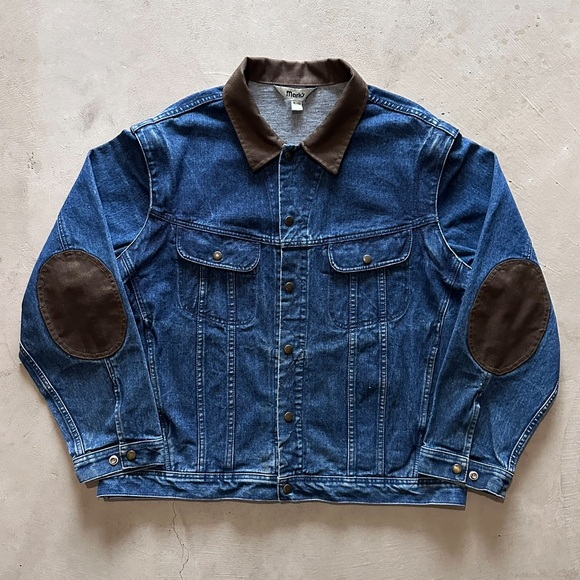 Other - vintage 90s mark's denim jacket with brown canvas elbow patches